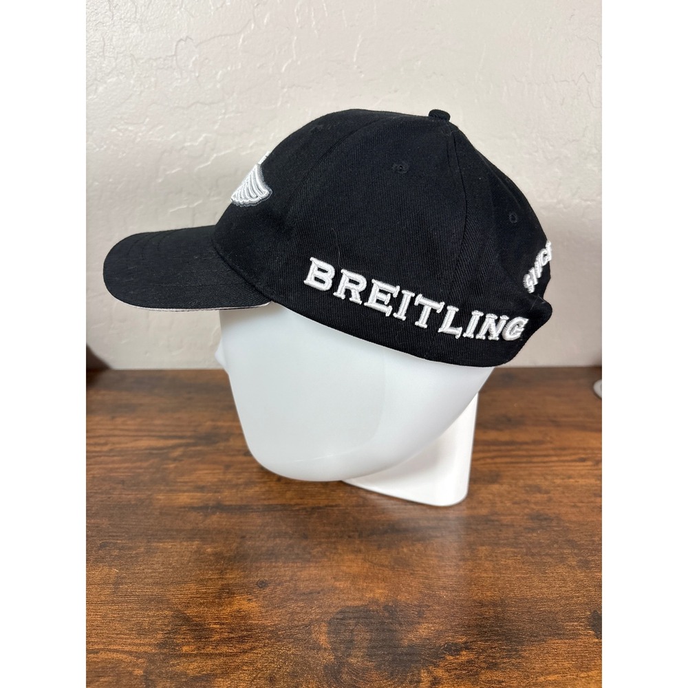 Breitling Black Cotton Baseball Cap Winged Anchor Logo Adjustable Hat Mens‎ OSFA - Picture 3 of 6